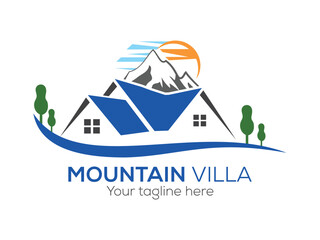 Real estate logo design icons with mountain and house symbol.