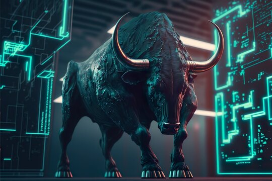 futuristic crypto bull