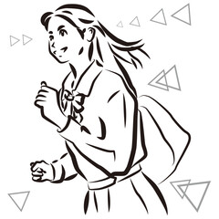 希望に燃えて颯爽と走る女子学生　受験生