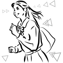 希望に燃えて颯爽と走る女子学生　受験生
