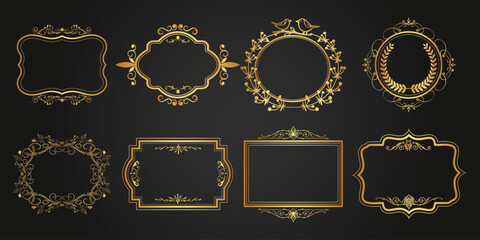 Decorative Isolated frames. Retro ornamental frame, vintage Square ornaments & ornate border. Decorative wedding frames, antique museum picture borders or deco dividers. vector art