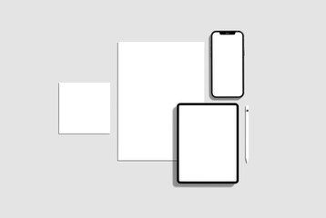 stationery branding and identity mockup template, with white background to place your design