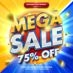Mega Sale Promo bold 3d editable text effect