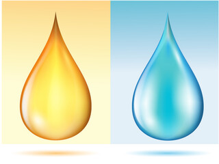 realistic of water drop and oil drop isolated. eps vector