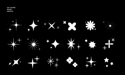 キラキラ/光/輝きのアイコン・装飾・イラストベクターセット


