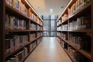 Jakarta, 17th September 2022. Library in Jakarta has many books.