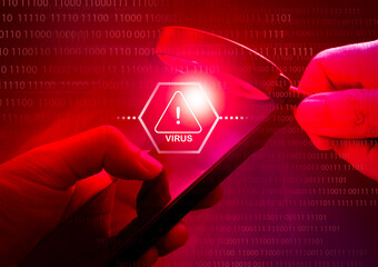 Malware attack virus alert , computer virus detection , cyber security awareness