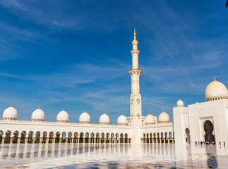 Abu Dhabi, UAE - 11.27.2022 - View of a Sheikh Zayed grand mosque, largest mosque in the country. Religion