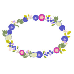 色えんぴつで描いたブルーベリーのフレーム