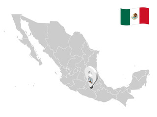 Location State of Morelos on map. 3d location sign  Morelos. Quality map with  provinces of  Mexico for your design. Vector illustration. EPS10.