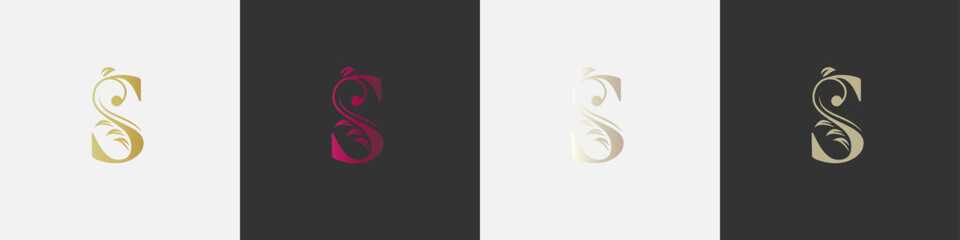 letter s beauty logo with flourish ornament