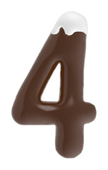 number 4 chocolate font with cream on top