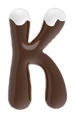 Letter K uppercase chocolate font with cream on top