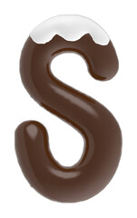 Letter S uppercase chocolate font with cream on top