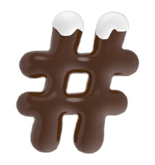 hashtag symbol chocolate font with cream on top
