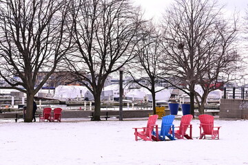 Toronto park in winter-covered by snow