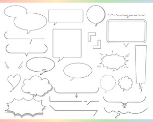 吹き出しセット③線画　白地付き