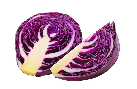 Purple Cabbage Isolated On Transparent Png.