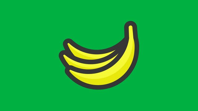 Banana animation on green screen. 4k video animation