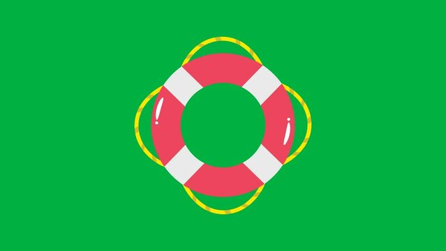 LifeBuoy animation on green screen. 4k video animation