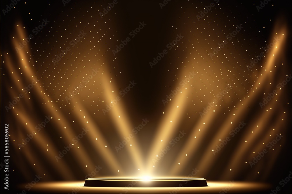 Canvas Prints gold lights rays stage scene background podium created by generative ai
