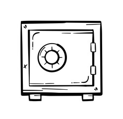 Safe metal box icon design vector. Hand drawn money safety protection symbol.