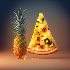 Fototapeta na wymiar Pineapple and pizza
