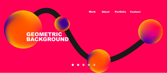 Network concept, line points connections geometric landing page background.