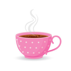 Vector beautiful cup with fresh hot coffee.