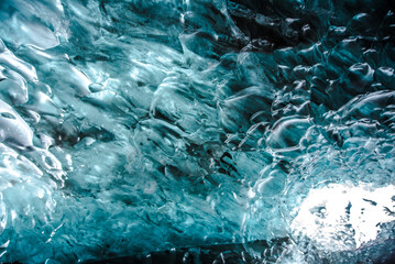 Ice cave in Iceland island