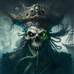 a dangerous and frightening creature that embodies the traits of both a pirate and a zombie