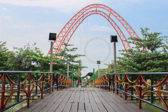 a bridge to ancol playground, Ancol is a playground in Jakarta, Indonesia