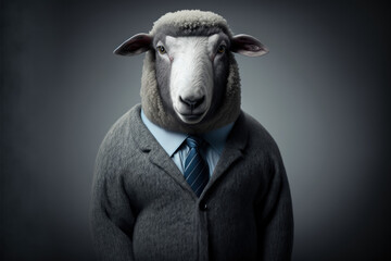 IT sheep at work. Generative AI digital illustration