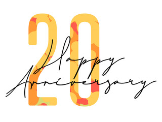 20 twenty years anniversary. Vector triangular digits with white background, Happy retirement celebration etc.
