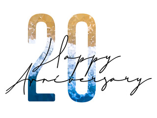 20 twenty years anniversary. Vector triangular digits with white background, Happy retirement celebration etc.