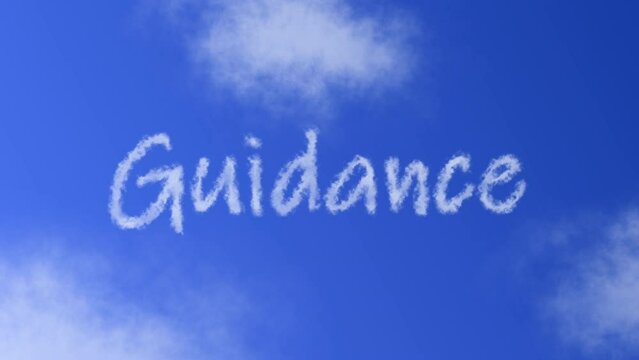 Guidance Text or Word with Cloud Effect Symbol Animation on Blue Sky