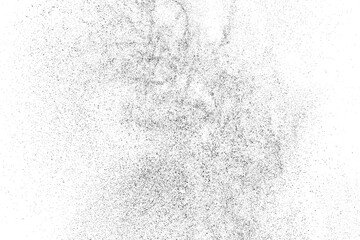 Distressed black texture. Dark grainy texture on white background. Dust overlay textured. Grain noise particles. Rusted white effect. Grunge design elements. Vector illustration, EPS 10.
