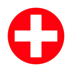 Obraz premium Hospital cross icon or symbol in red circle