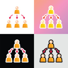 Delegate flat icon. Boss and employees. Corporate staff. Business relationship. Modern vector illustration.