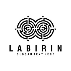 labirin line logo design vector