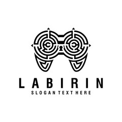 labirin line logo design vector