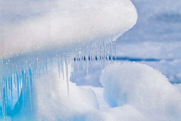 Icicles on an ice floe in the arctic