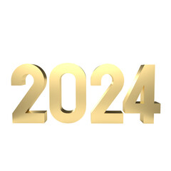 The gold number 2024 for new year concept 3d rendering.