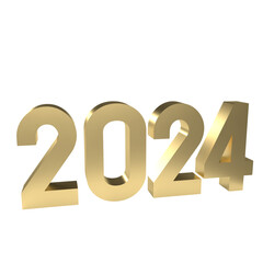 The gold number 2024 for new year concept 3d rendering.