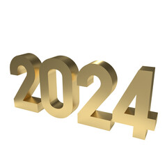 The gold number 2024 for new year concept 3d rendering.