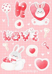Cute Valentine Bunny Stickers
