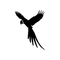 Naklejka premium Flying Macaw Bird Silhouette for Logo, Pictogram, Art Illustration, Website or Graphic Design Element. Vector Illustration