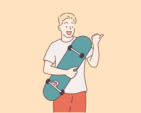 Man Skateboarder. Hand drawn style vector design illustrations.