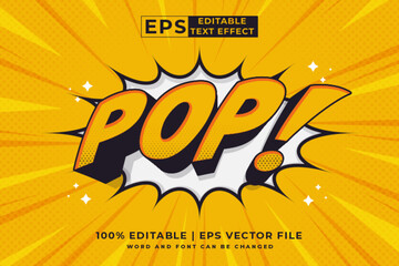 Editable text effect - pop comic 3d cartoon template style premium vector