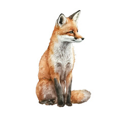 Cute fox isolated on white background, PNG transparent background.